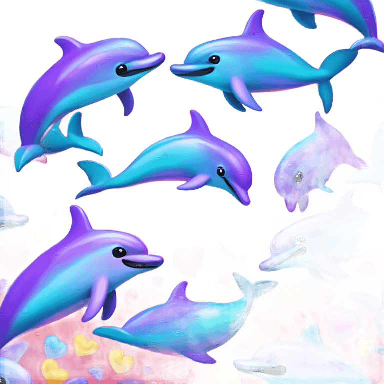 Lisa frank dolphins and a heart emoji