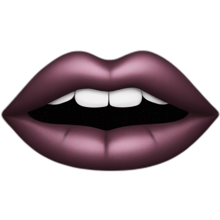 lips with black lipstick bitting un lip emoji