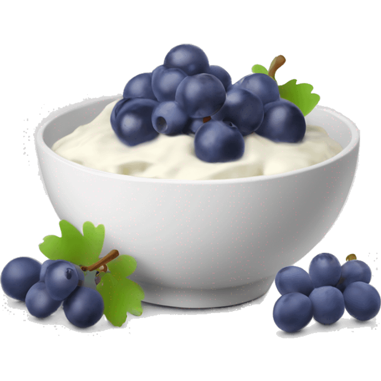 yoghurt bowl with grapes and blueberries emoji