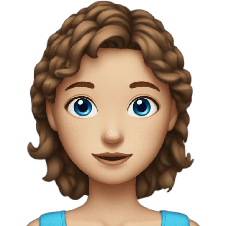 girl with blue eyes with brown hair and with freckles emoji