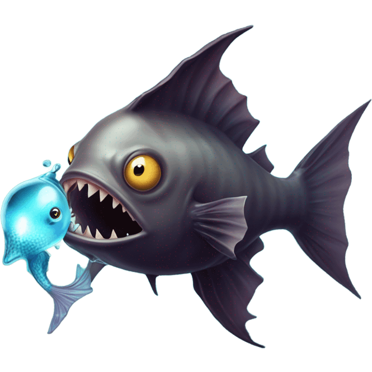 Anglerfish with glowing lure, sharp teeth, and big eyes. emoji