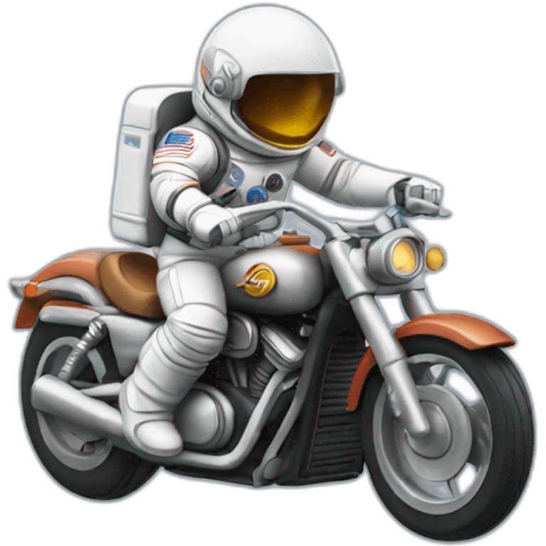 Astronaut riding a Harley popping wheelie emoji