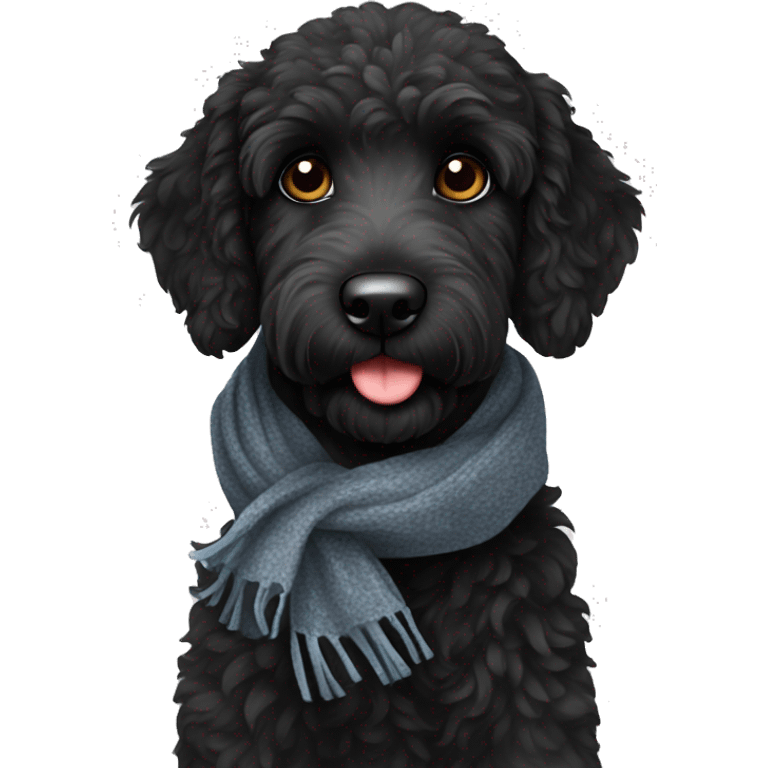 Black labradoodle with scarf black  emoji