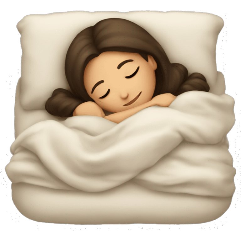 Brunette girl sleeping cozy emoji