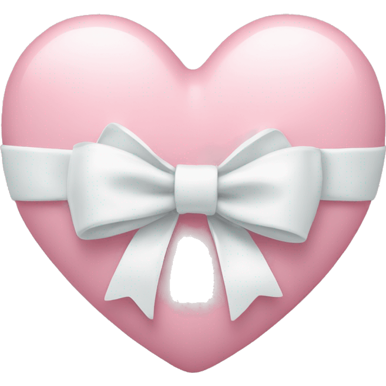 Pastel pink heart with white bow emoji