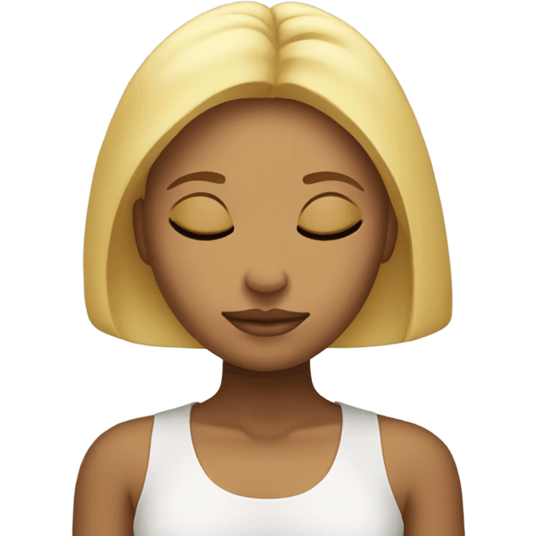 blonde girl with closed eyes, meditating  emoji