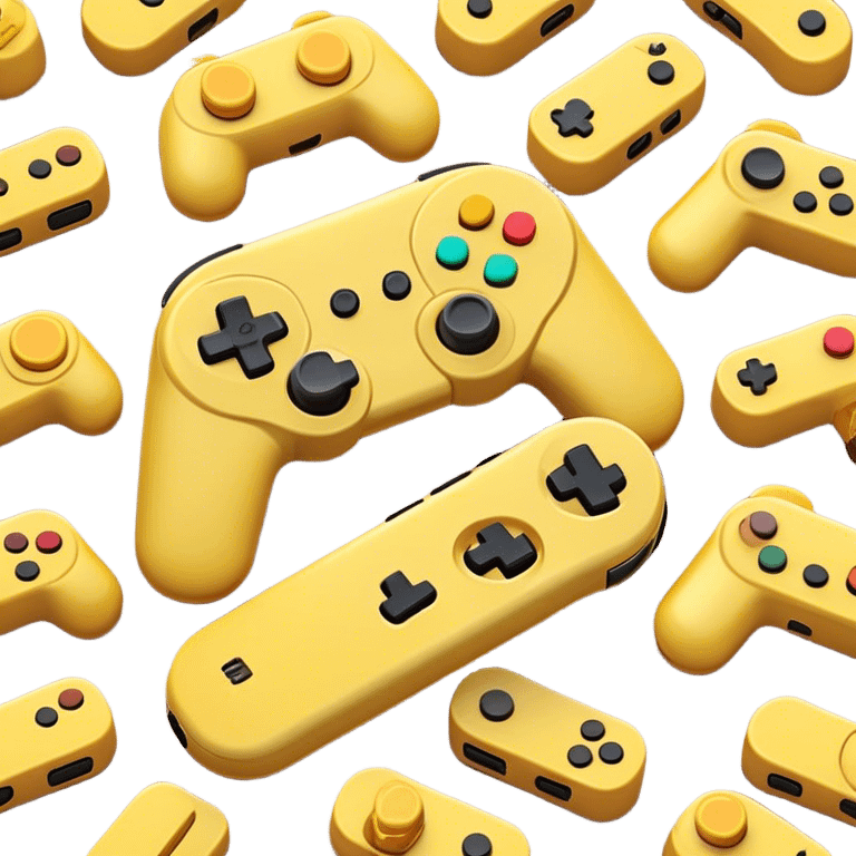 Clash of Clans aesthetic: Cinematic Playful Joy-Con Controllers Portrait Emoji, rendered in a 3D vector-style similar to standard emojis with minimal shading and bold, simplified shapes. A compact, distinct form with signature details, softly glowing with a nostalgic gaming charm. Simplified yet unmistakably iconic, highly detailed and consistent, glowing with a soft radiance and high shine. Stylized with a touch of retro gaming magic and a soft glowing outline, capturing the essence of a beloved gaming relic with a friendly, playful manner! emoji