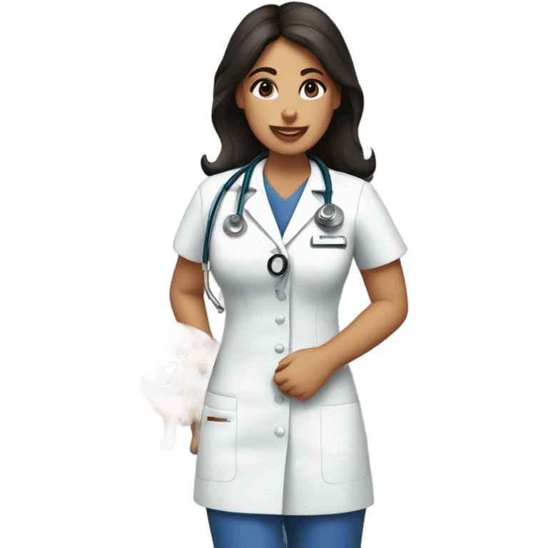 brunette female nurse who loves dogs emoji