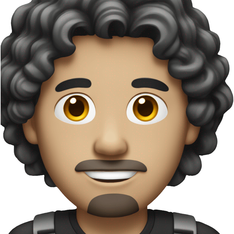 A white-skinned man with black wavy hair using a Macbook emoji