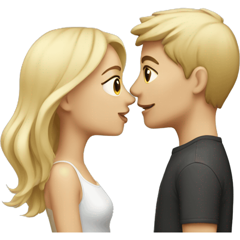 brunette girl and blonde boy kissing  emoji