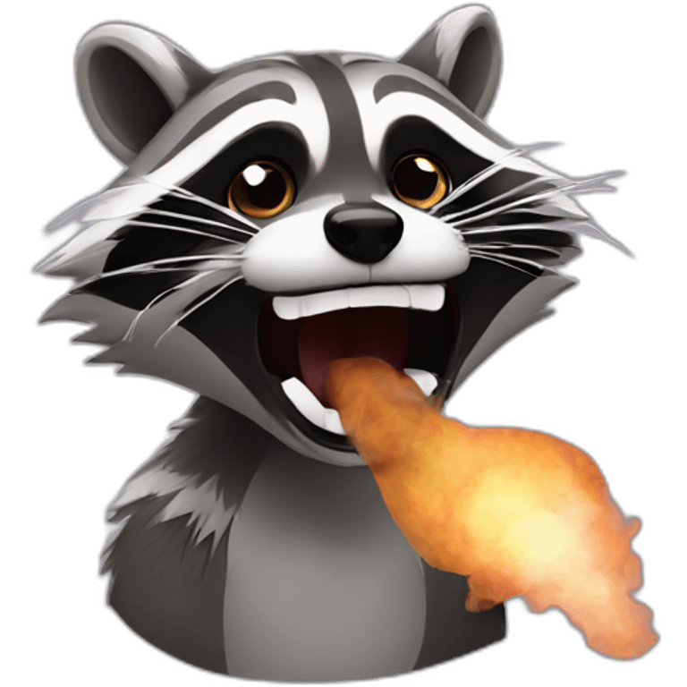 Raccoon opening mouth with smoke coming out emoji