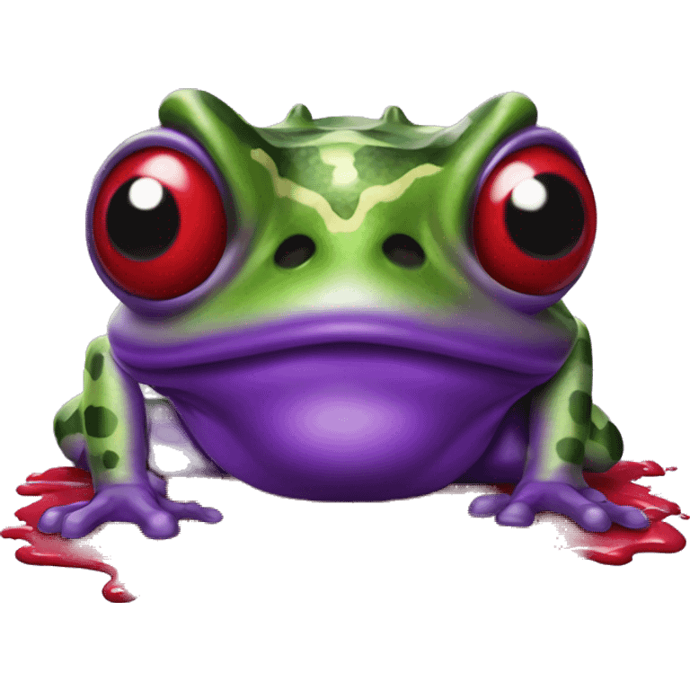 Purple horned frog spraying red paint out of its eyes emoji