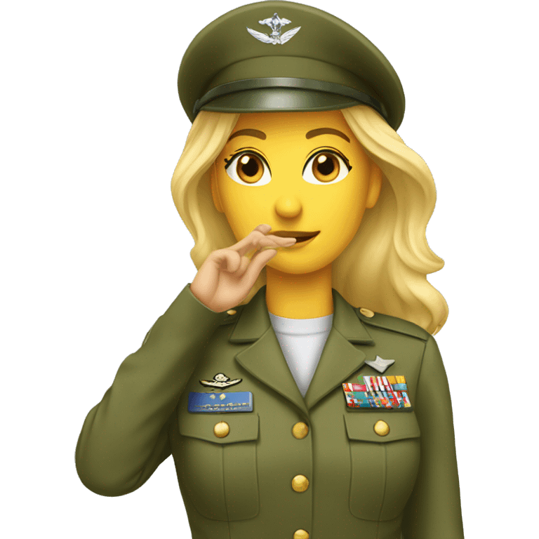 Blonde female military officer saluting emoji