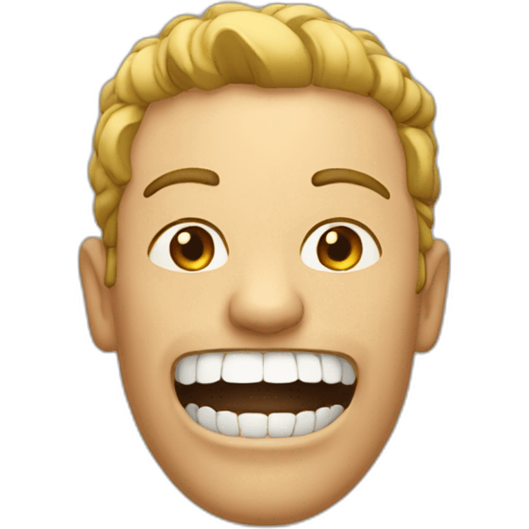 a man with  between the teeth emoji