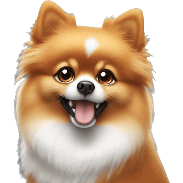 Black and white and orange  Pomeranian with sparkling eyes begging for food emoji