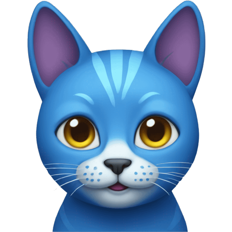 A blue cat with horns emoji