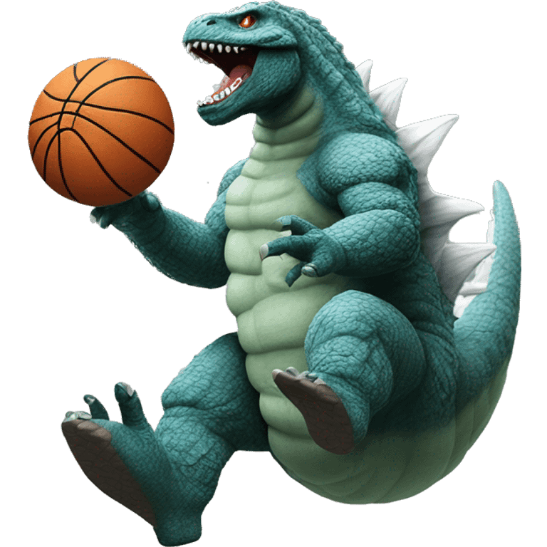 Godzilla dunking a basket ball emoji