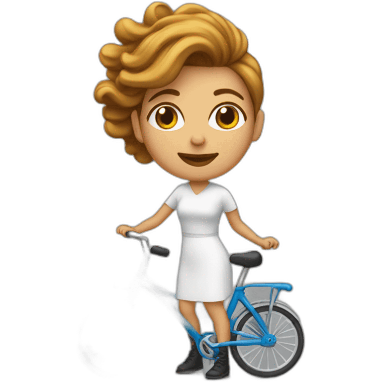 mujer con el pelo color blanco cayéndose de una bicicleta emoji