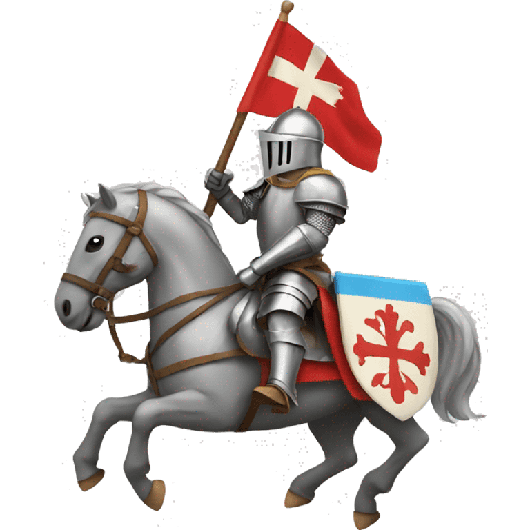 Knight on a running horse with a flag emoji