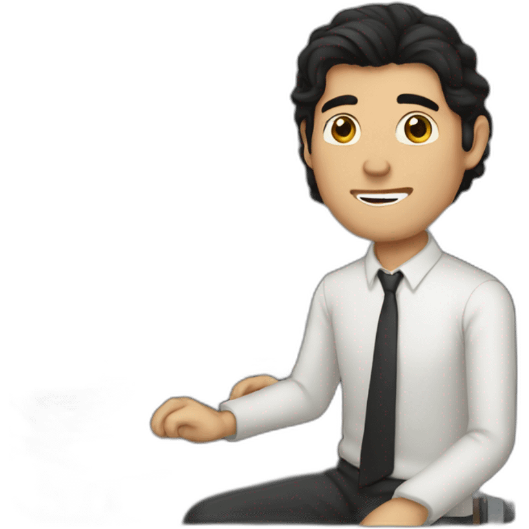 man with dark hair at a computer emoji