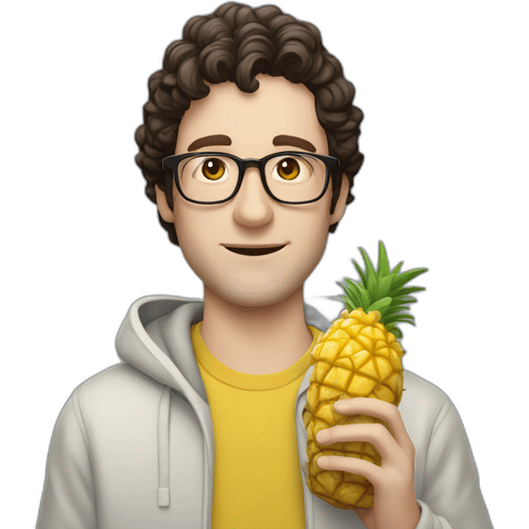 josh brener from silicon valley in hoodie holding Piña colada emoji