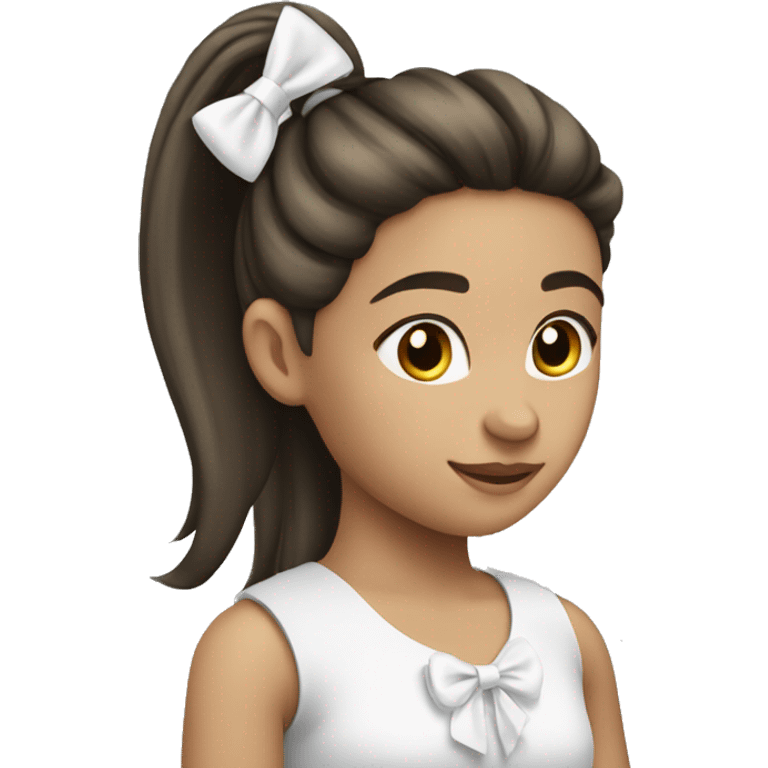 A girl with a pony tail and a white bow on her pony tail emoji