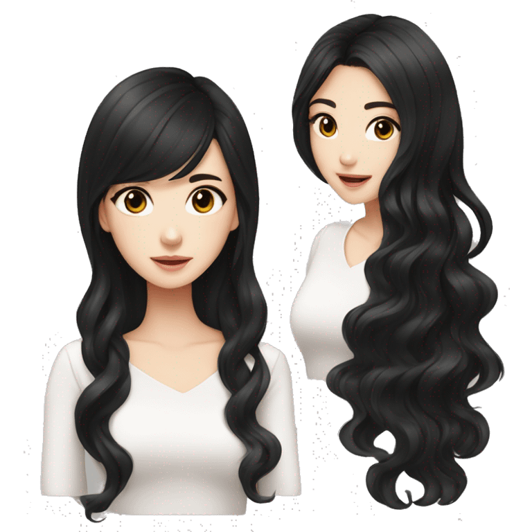 Beautiful girl,Black hair,wavy hair，long hair,Black eyes,Chinese emoji