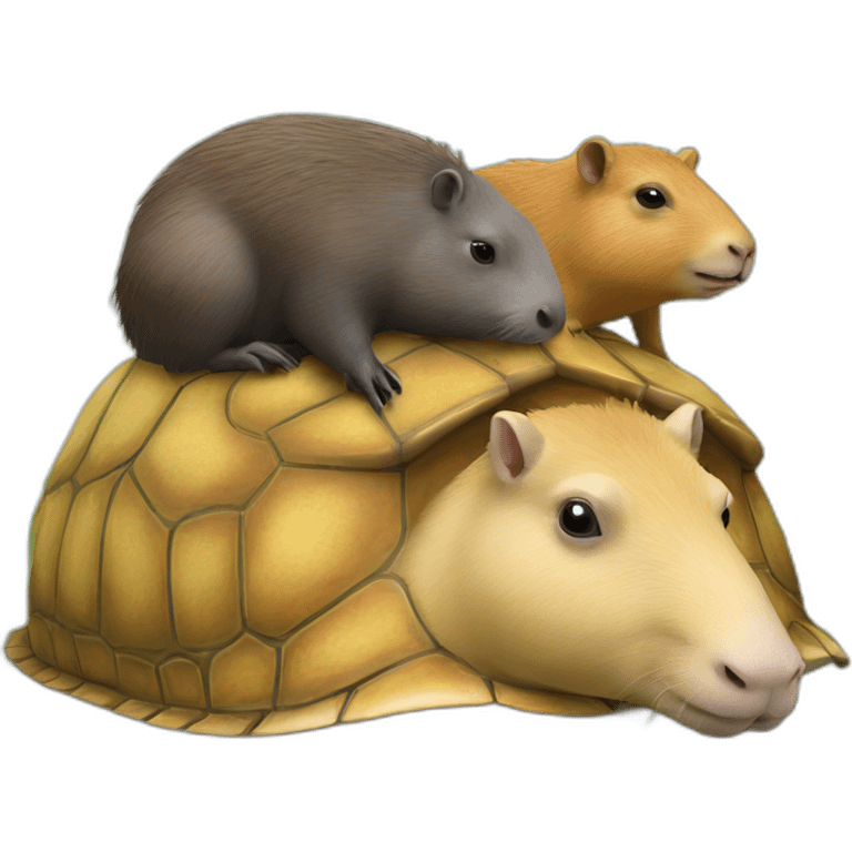 two capybaras on a turtle emoji