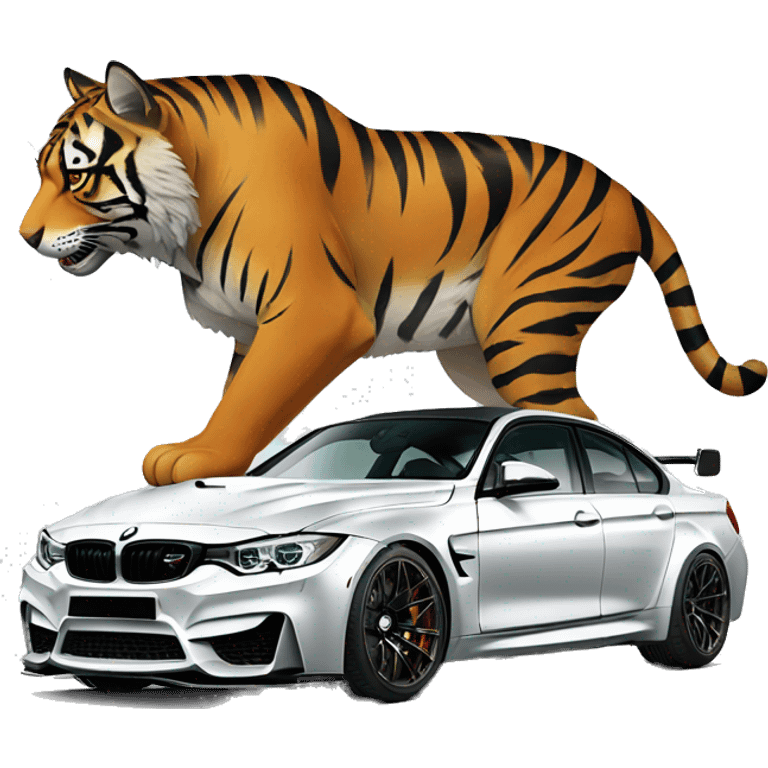 drifting bmw m3 with tiger emoji