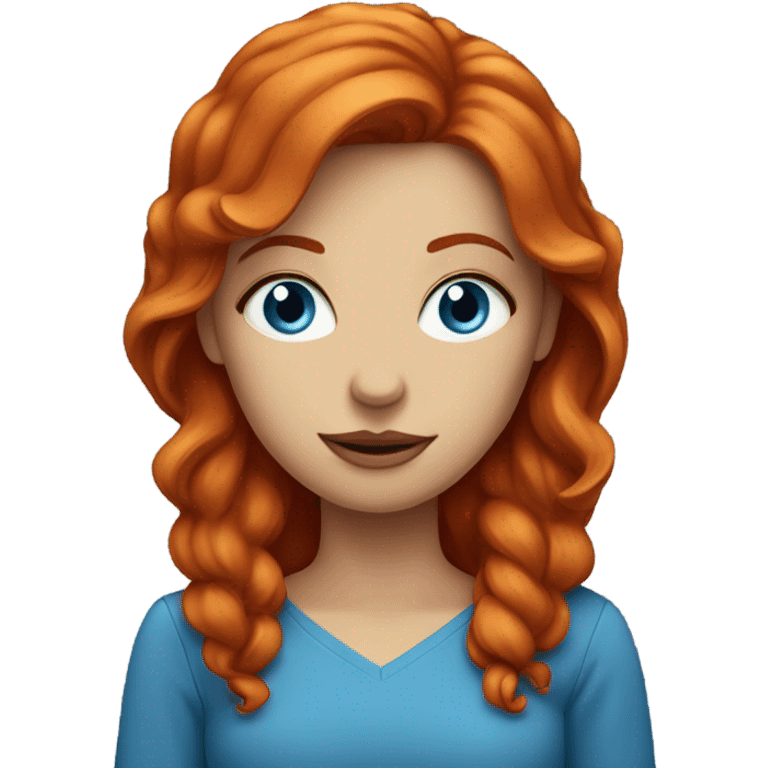 Red headed woman with blue eyes thinking “beats me” emoji