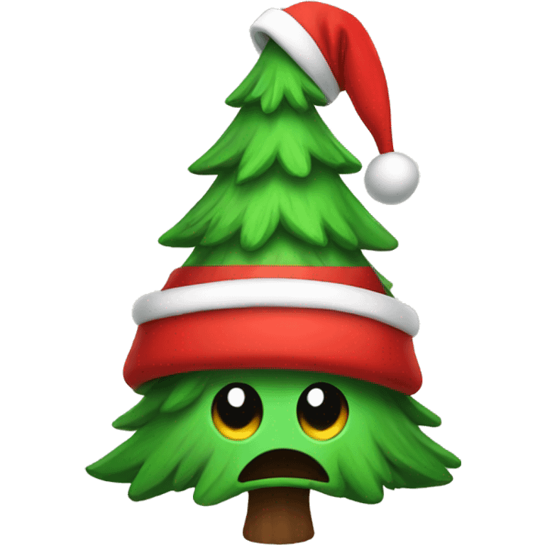 Tree with a Christmas hat emoji