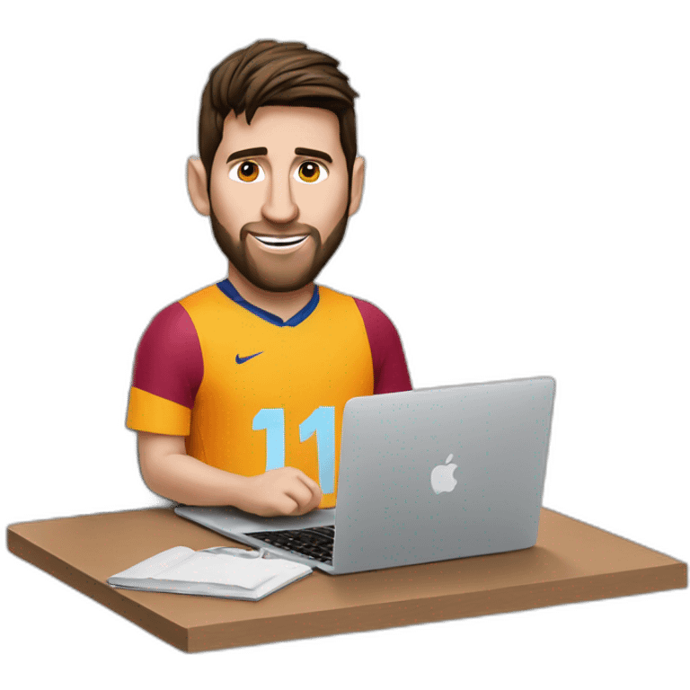 leonel messi working with a macbook emoji