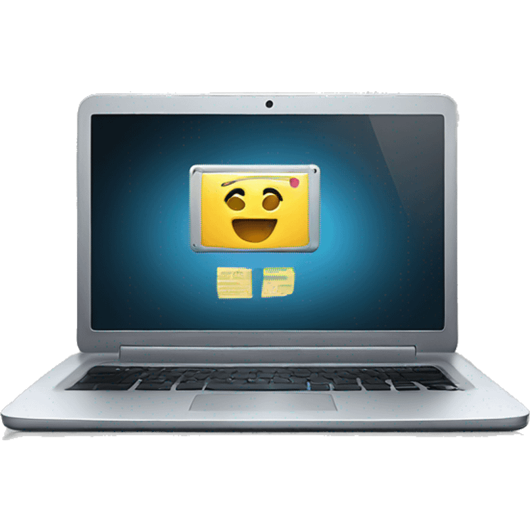 laptop showing data on screen  emoji