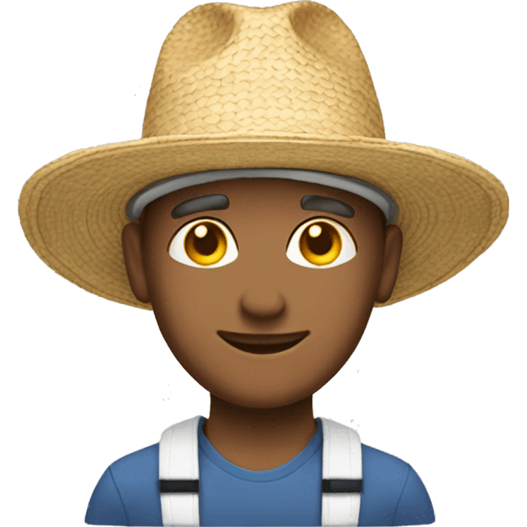 Healthy city slicker caucasian headshot with sunhat emoji