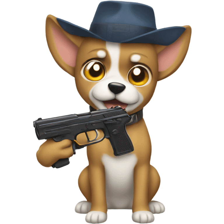 Dog with gun anime emoji