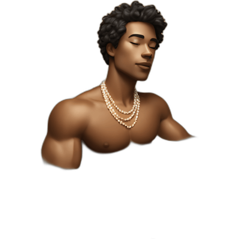 Posh-muscle-boy-pearl-necklace-in-golden-bathtub emoji