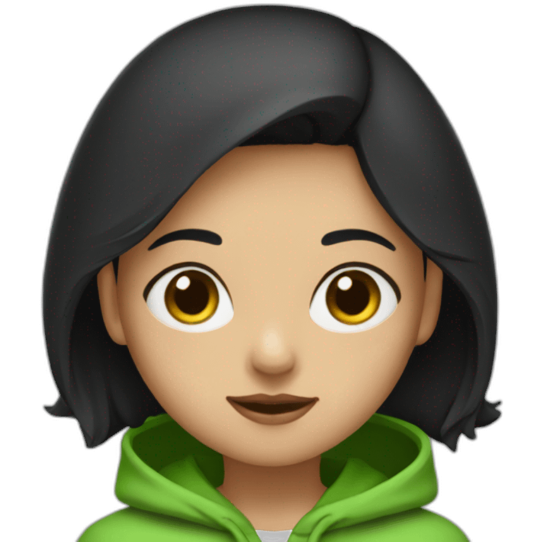 Girl-with-black-short-black-hair-and-green-hoodie emoji