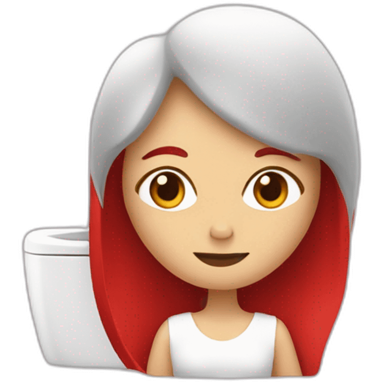 Une femme au cheveux rouge sur des toilettes  emoji