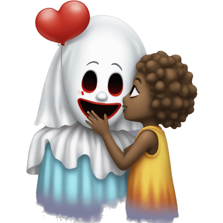 Girl clown kissing a ghost  emoji