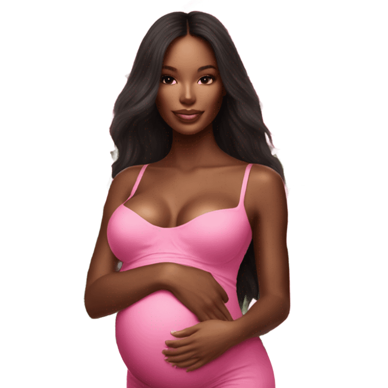 Photo of a Victoria secret model pregnant posing with flowers on a pregnancy shoot emoji