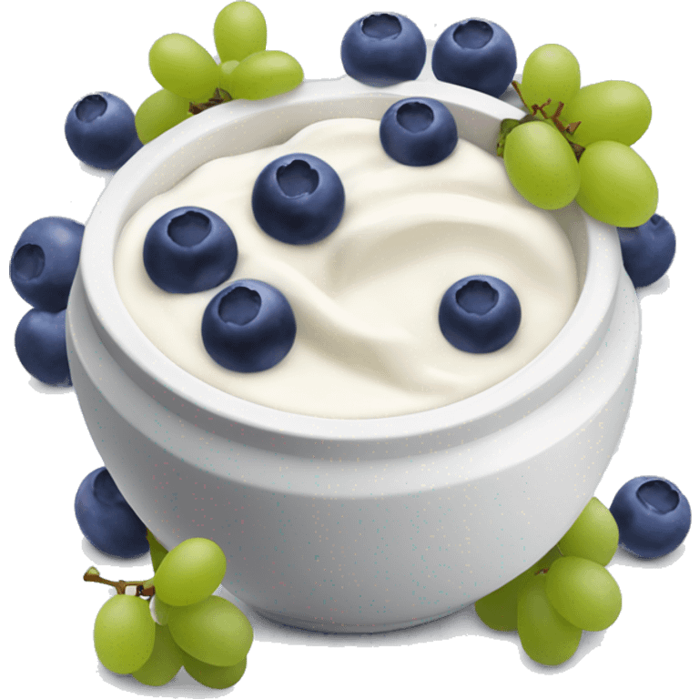 yoghurt bowl with grapes and blueberries emoji