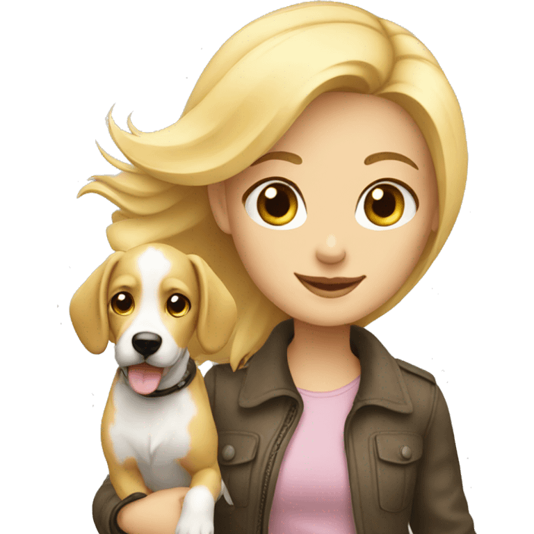 Blonde Girl walking with dog emoji