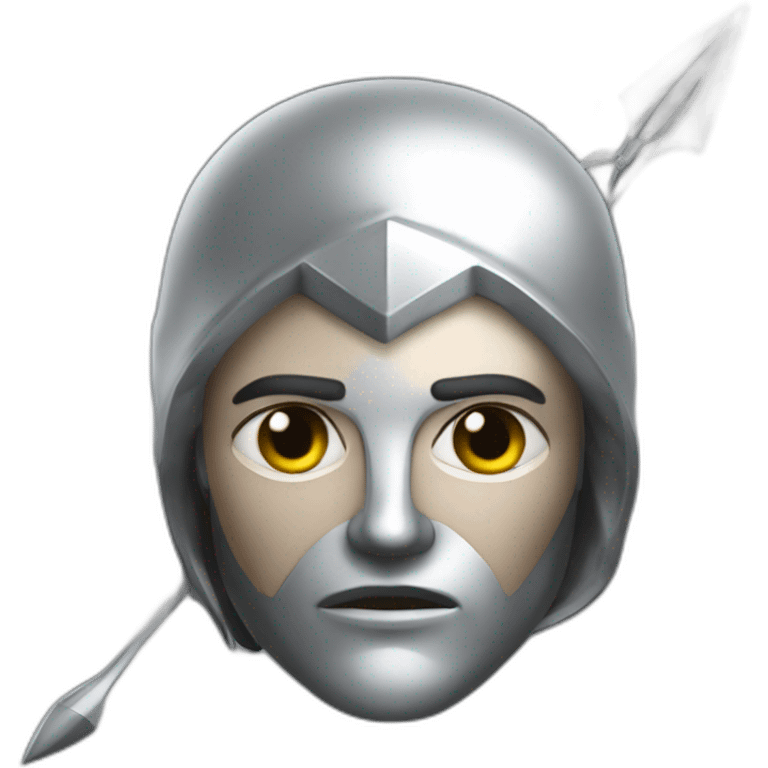 A warlike archer made of silver with a silver face turned sideways emoji