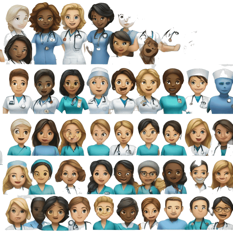 7 nurses diversity many nurses emoji