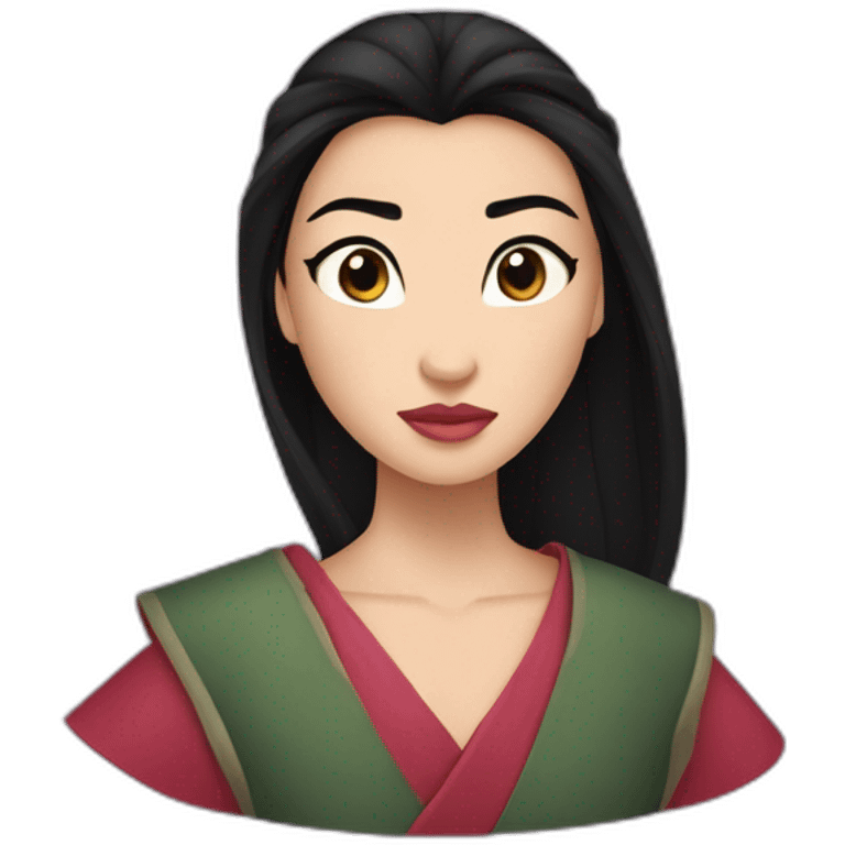 Mulan con ojos más pequeños y más oscuros emoji