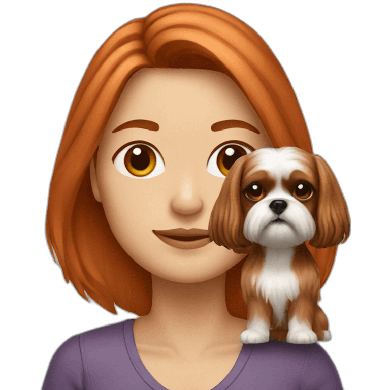 woman with copper hair and shih tzu emoji