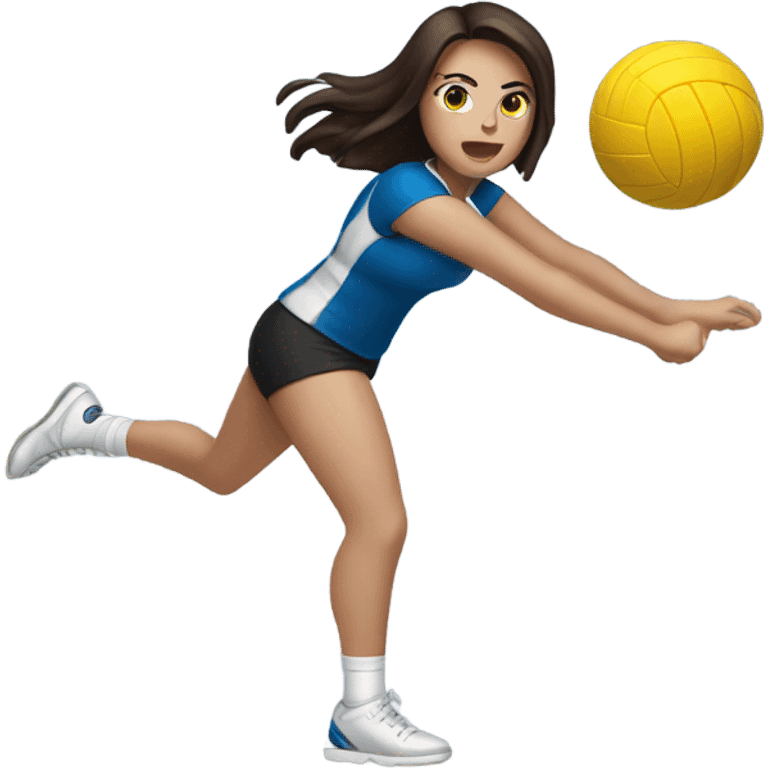 Brunette girl playing hitting a volleyball emoji