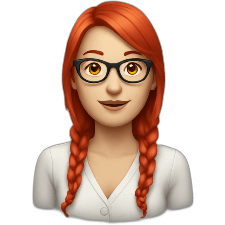 white woman with mid red hair and big red glasses emoji