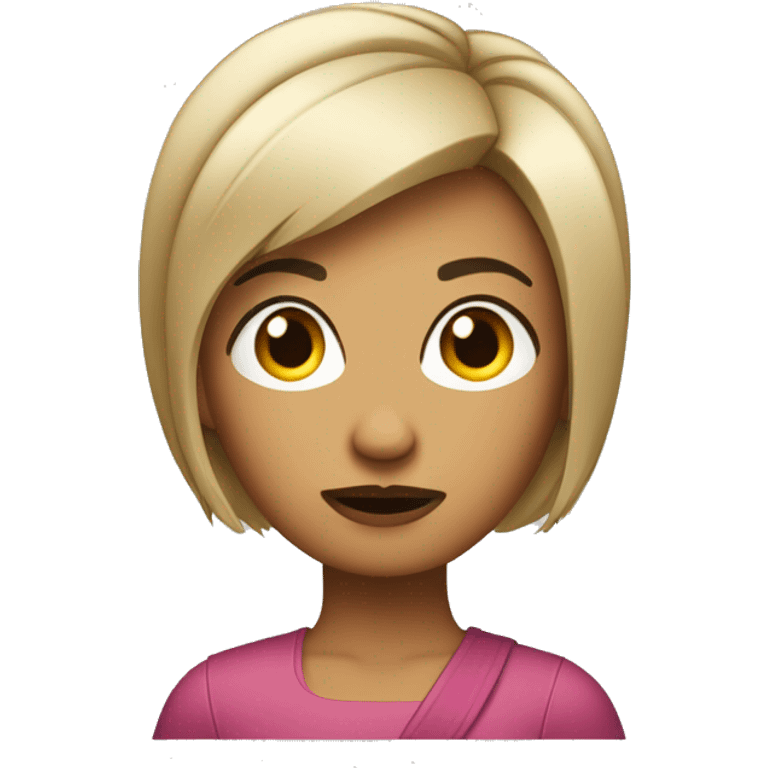 Woman with a short, asymmetrical ‘Karen’ hairstyle with the hair styled in a voluminous, side-swept bob, giving an annoyed expression and arms crossed. emoji