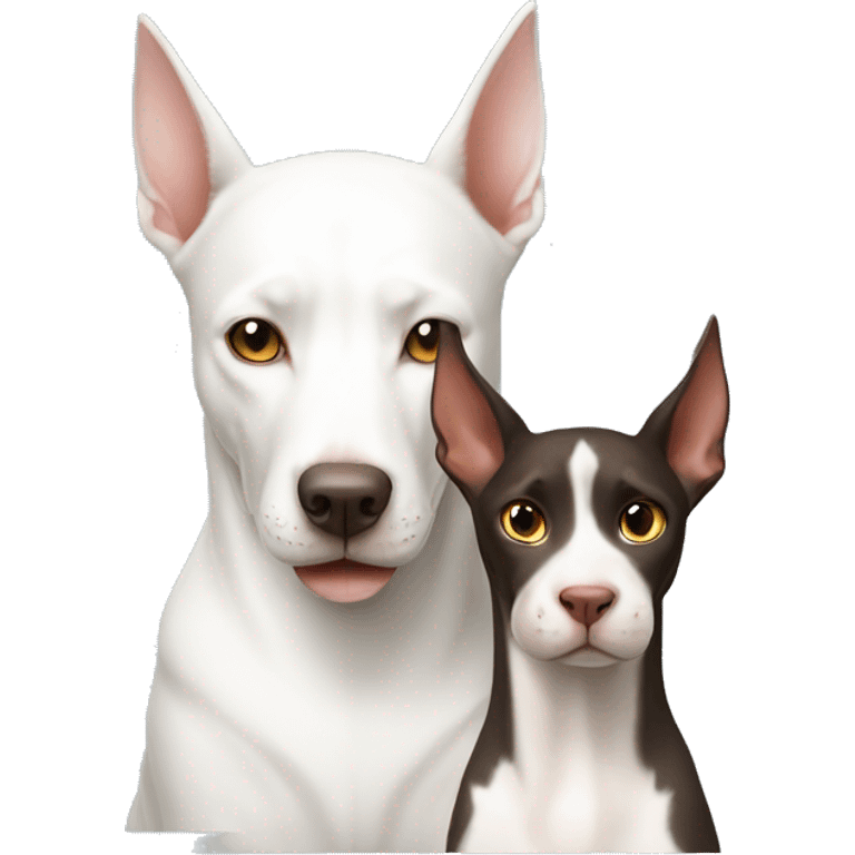 White cat and Doberman  emoji